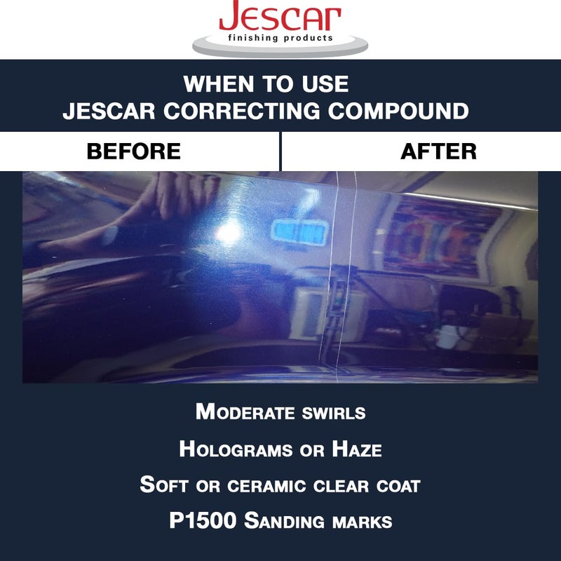 Jescar Correcting Compound - 8oz - Fast Cutting, Abrasive Polishing Compound for Deep Scratches, Sanding Marks, Swirls & Holograms - Buffing and Polishing Compound for Scratch Repair, Easy Wipe Off - Image 3